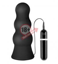 Чёрная анальная втулка большого размера с вибрацией MENZSTUFF VIBRATING BUTTCRASHER PAWN - 20 см.