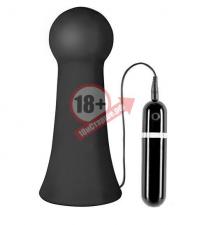 Большая чёрная вибропробка MENZSTUFF VIBRATING BUTTCRASHER BULBOUS - 20 см.
