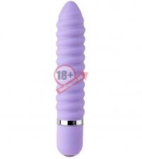 Фиолетовый ребристый мини-вибратор NEON WICKED WAND PURPLE - 11,4 см.