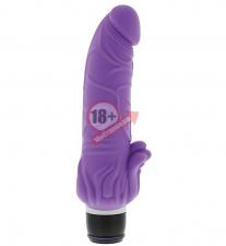 Фиолетовый вибратор с лепестками в основании PURRFECT SILICONE CLASSIC 7INCH PURPLE - 18 см.