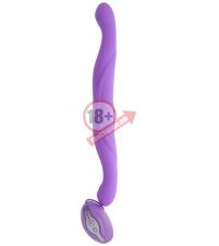 Фиолетовый двусторонний вибратор PREMIUM RANGE VIBRATING DOUBLE DONG - 33 см.
