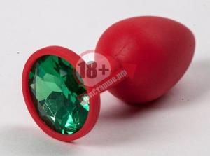 Красная силиконовая пробка с зеленым кристаллом - 7,1 см.