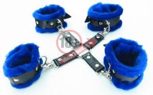 Набор фиксаторов с синим мехом BDSM Light