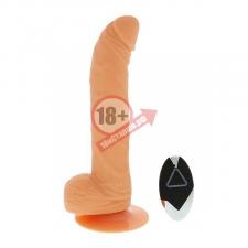 Телесный вибратор с присоской и дистанционным управлением PURRFECT SILICONE DELUXE REMOTE VIBE 8IN - 20 см.