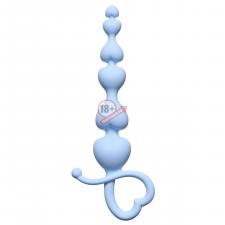Голубая анальная цепочка Begginers Beads - 18 см.