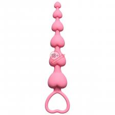 Розовая анальная цепочка Heart's Beads Pink - 18 см.