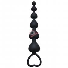 Чёрная анальная цепочка Heart's Beads Black - 18 см.