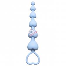 Голубая анальная цепочка Heart's Beads Blue - 18 см.