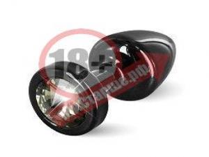 Чёрная пробка с чёрным кристаллом ANNI round black T1 Black Diamond - 6 см.