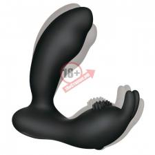 Чёрный массажёр простаты Prostate Rabbit с вибрацией и пультом ДУ