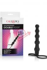 Насадка на пенис для двойного проникновения Silicone Beaded Double Rider - 14 см.
