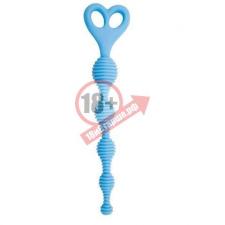 Голубая анальная цепочка с рёбрышками Climax Anal Silicone Stripes - 20,3 см.