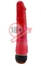 Красный вибратор-реалистик из упругого геля - 21,5 см.