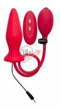 Красный анальный стимулятор с функцией расширения и вибрацией Inflatable Vibrating Silicone Plug - 12,2 см.