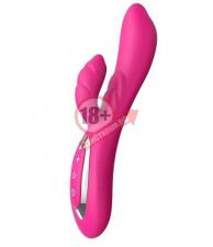 Розовый вибратор Nalone Touch2 с клиторальным стимулятором - 21,8 см.