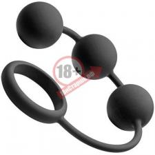 Анальные шарики Tom of Finland Silicone Cock Ring with 3 Weighted Balls