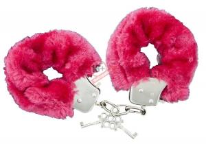 Красные меховые наручники с ключиками Furry Handcuffs