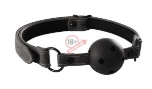 Чёрный кляп-шар с отверстиями для воздуха Renegade Bondage Ball Gag