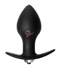 Чёрная анальная пробка с вибрацией Bulb Anal Plug - 10 см.