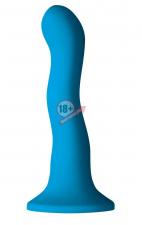 Голубой изогнутый фаллоимитатор Colours Wave 6" Dildo - 19 см.