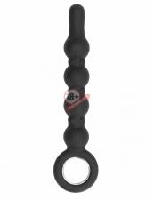 Чёрный анальный стимулятор No.59 Dildo With Metal Ring - 22,5 см.