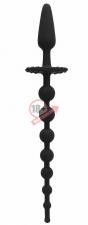 Чёрная анальная елочка с рукоятью в виде пробки No.54 Butt Plug with Anal Chain