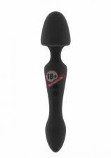 Чёрный двусторонний вибратор Sasha - 22,5 см.