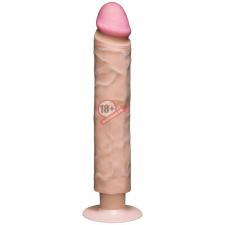 Телесный вибратор-реалистик The Realistic Cock ULTRASKYN Without Balls Vibrating 10” - 29,2 см.