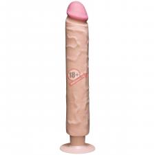 Телесный вибратор The Realistic Cock ULTRASKYN Without Balls Vibrating 12” - 33,5 см.