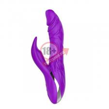 Фиолетовый ротатор NAGHI NO.20 RECHARGEABLE DUO VIBRATOR с клиторальным отростком