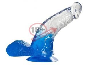 Синий фаллоимитатор с прозрачной верхней частью JELLY JOY FADE OUT DONG 6INCH - 15,2 см.