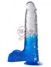 Синий фаллоимитатор с прозрачной верхней частью JELLY JOY FADE OUT DONG 7INCH - 17,8 см.