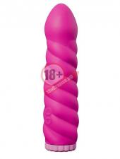 Ярко-розовый вибратор со спиралевидным рельефом PURRFECT SILICONE DELUXE 100 FUNCTION - 18 см.