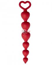 Бордовая анальная цепочка Heart Ray - 17,5 см.